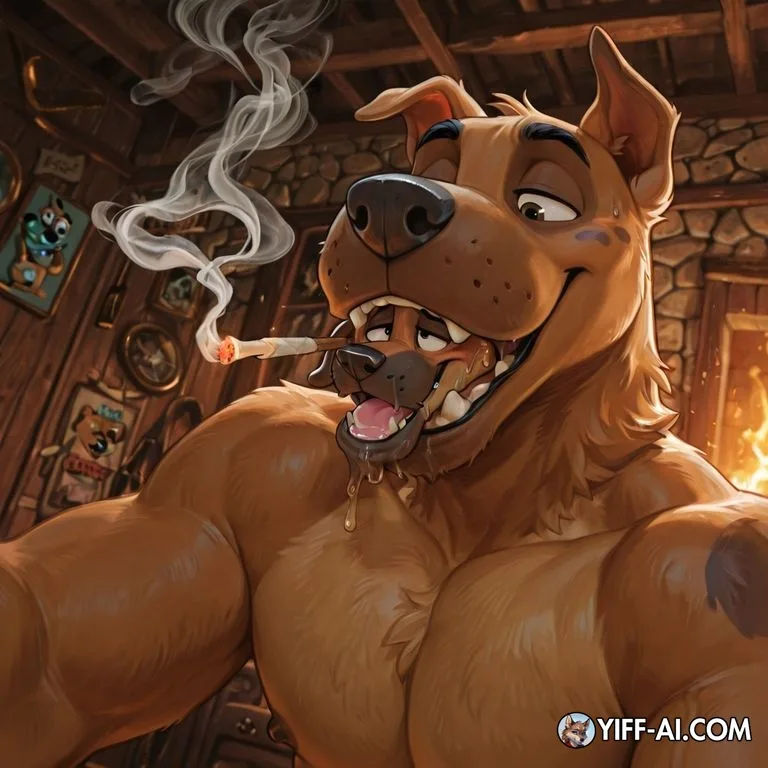 Courageous Anthro Dogs Share a Smoke