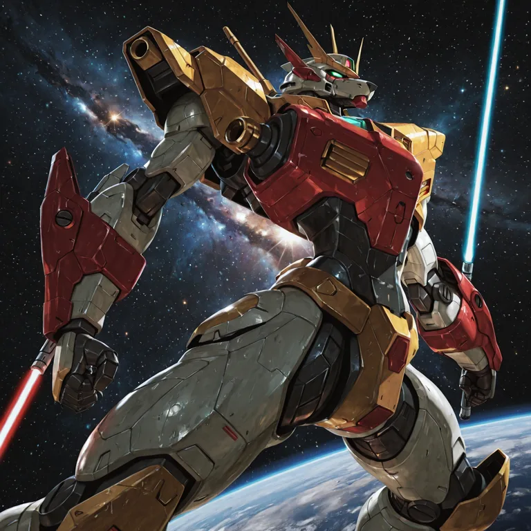 Mecha Canid Warrior in Space
