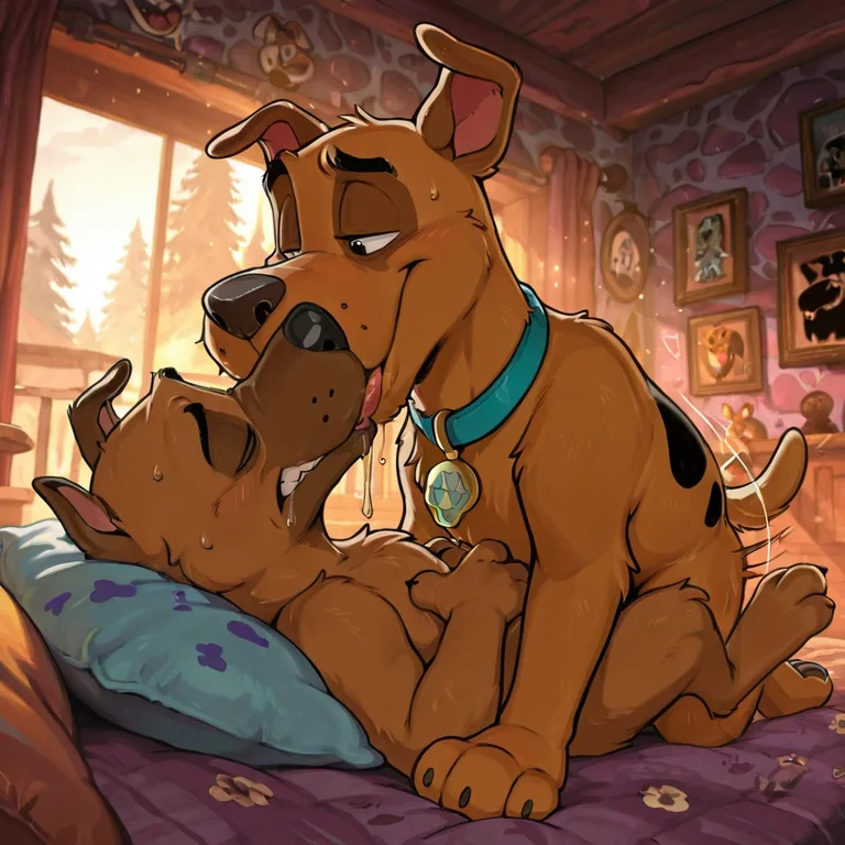 Courage and Scooby Intimate Embrace