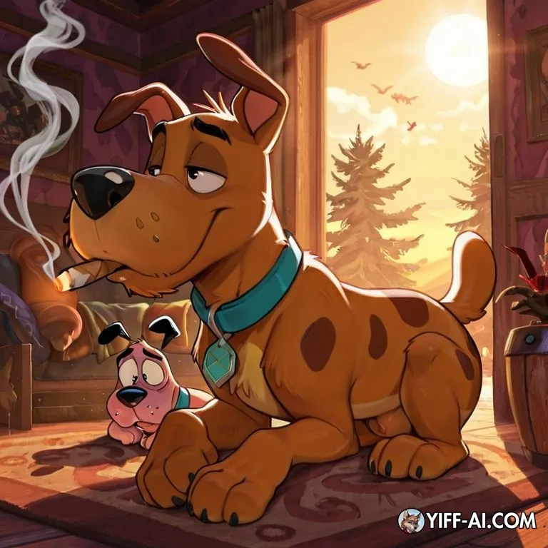 Courageous Duo Smoking with Timon and Pumbaa