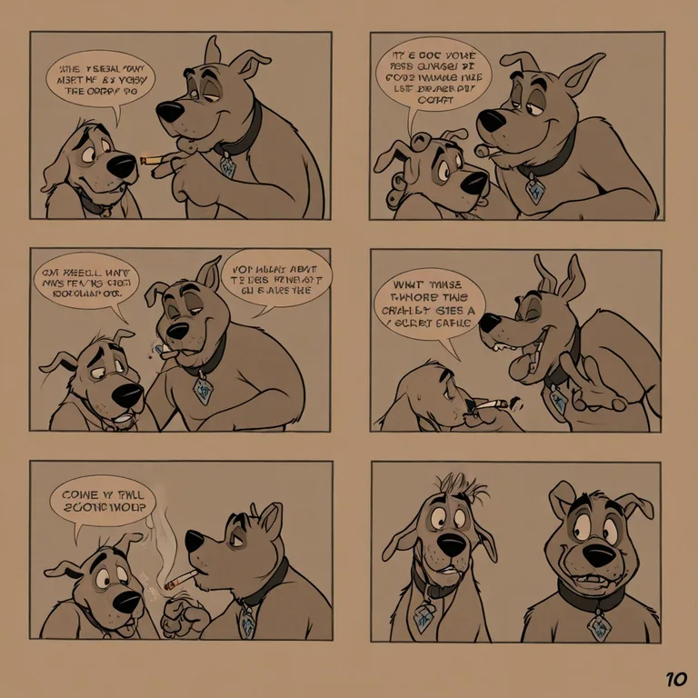 Animated Canines Enjoying a Smoke Break