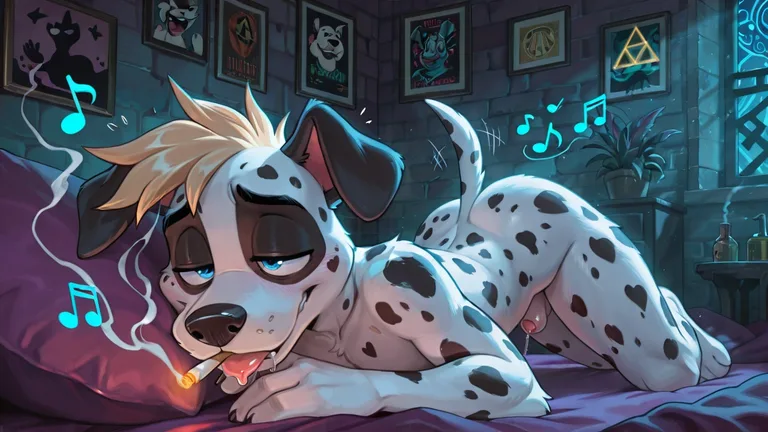 Courage the Cowardly Dog in Hypnotic Rainbow Fur