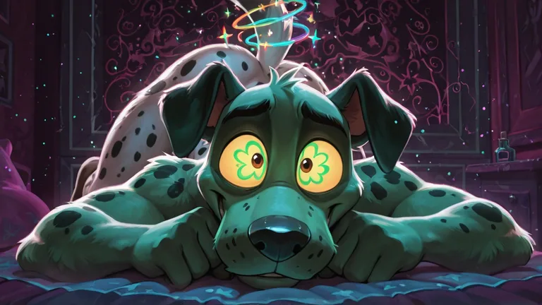Courageous Anthro Dalmatian in Neon Nightscape