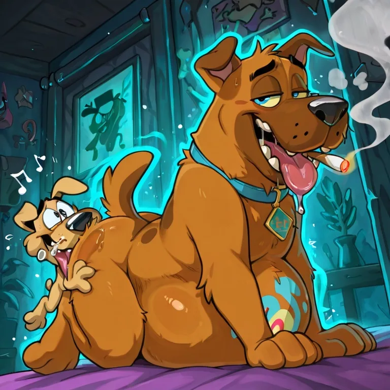 Scooby-Doo and Courage in Rainbow Vore Scene