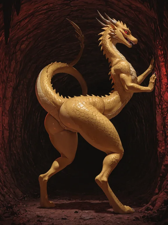 solo, dragon, animalistic, (feral), female, black and_yellow
