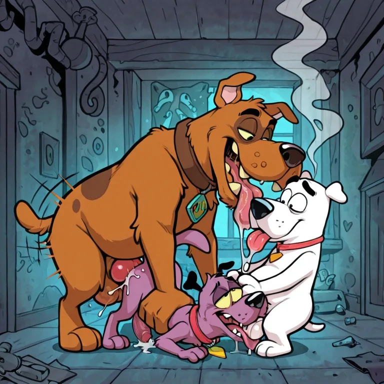Anthro Canine Couple in Passionate Embrace
