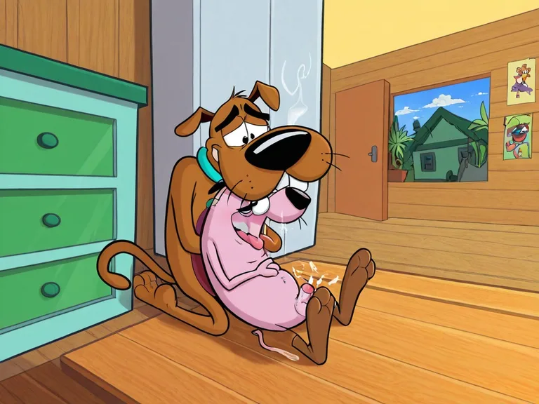 Stoned Courage the Cowardly Dog Enjoying Intimate Moment
