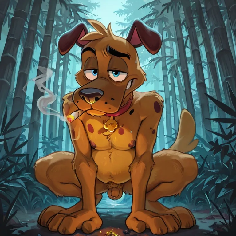 Courage the Cowardly Dog as a Nude Anthro Stoner