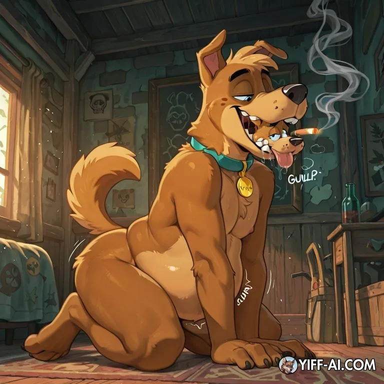 Anthro Dogs Sharing Marijuana Moment
