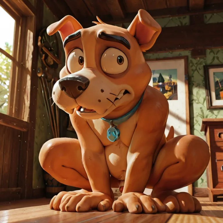 Brave Anthro Hound in a 90s Cartoon Meadow