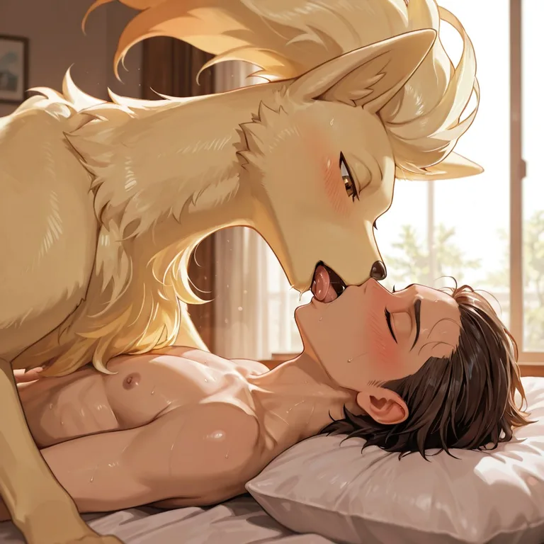 Two Pokemon in a Romantic Embrace