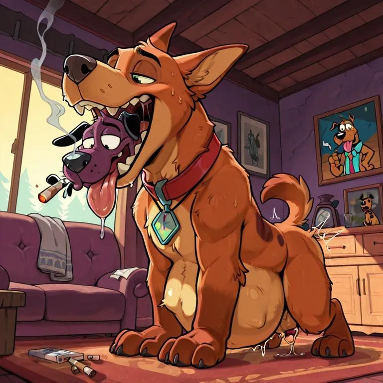 Courage the Cowardly Dog and Scooby-Doo Smoking Together
