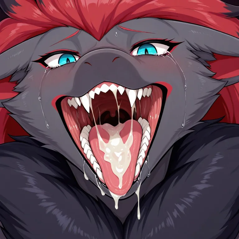 Maw-Open Zoroark Crying in Overhead View