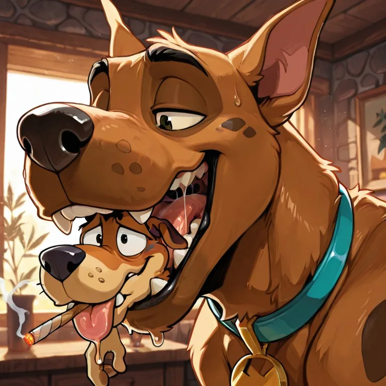 Scooby and Courage Sharing a Mellow Afternoon