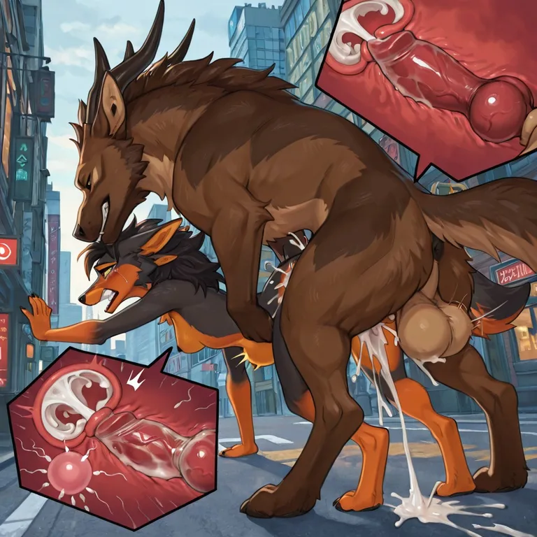 A Wolf and a Dragon in a City Street Feral Wolf