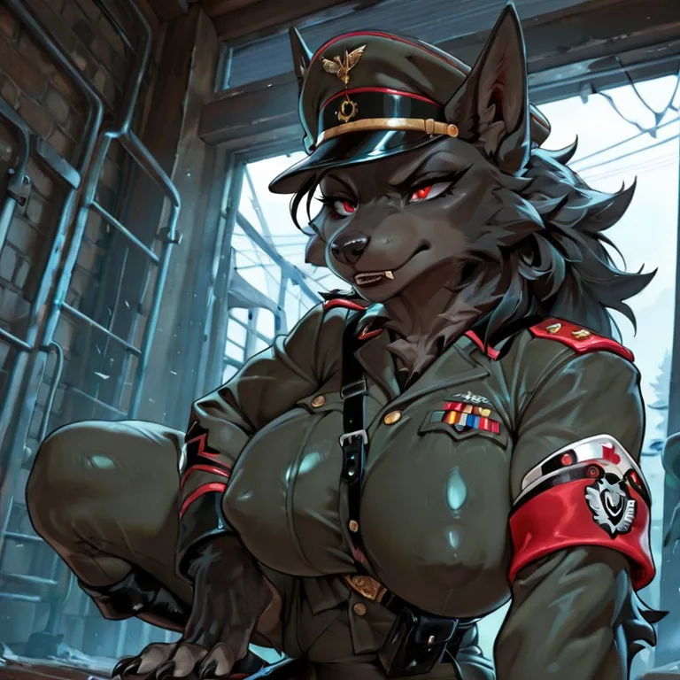 Black Werewolf Soldier in Military Uniform