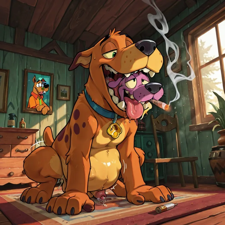 Courage the Cowardly Dog and Scooby-Doo Inside a Dark Throat