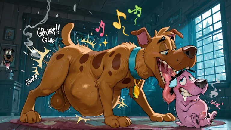 Courage the Cowardly Dog in Rainbow Vore Orgy