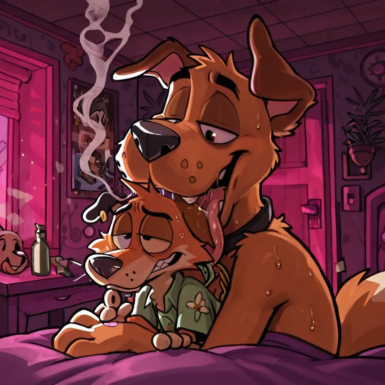 Courage the Cowardly Dog and Scooby Doo Romantically Bonding