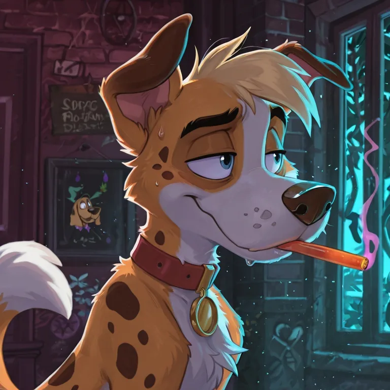 Courageous Anthro Fox with Neon Rainbow Fur