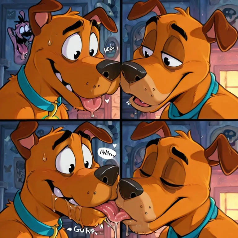 Scooby Doo and Courage Kissing Passionately