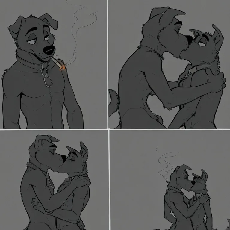 Canine Duo Sharing Intimate Moment