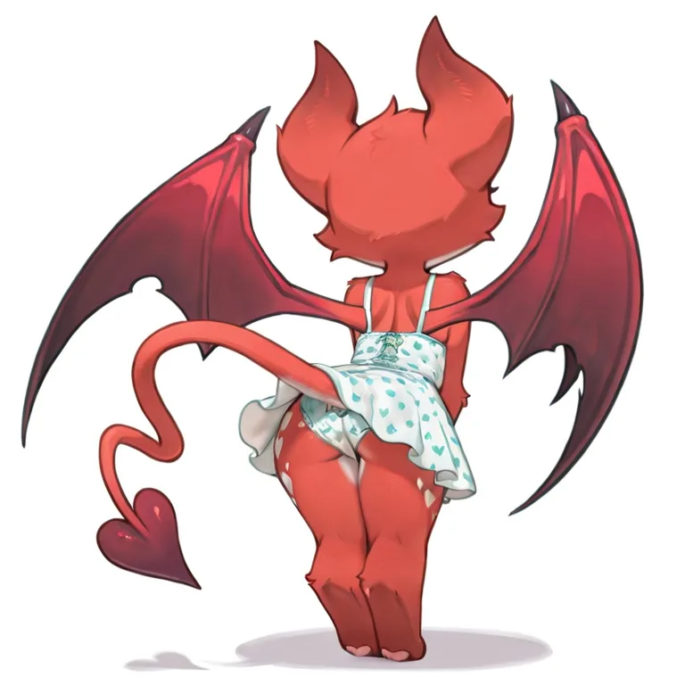 Adorable Demon Furry in White Dress