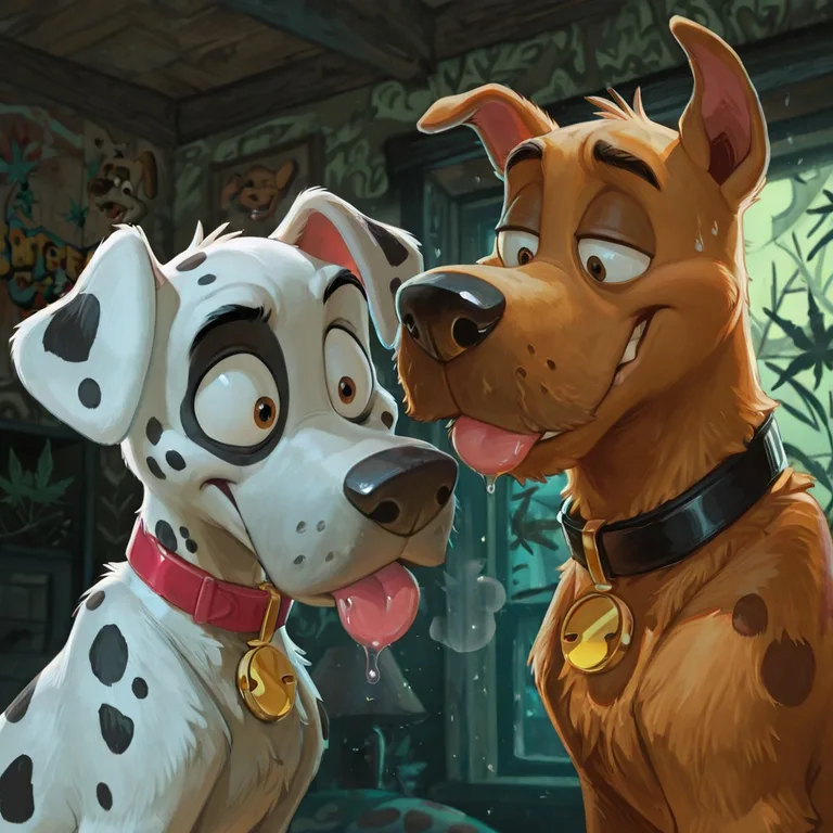 Daring Furry Dalmatian with Neon Rainbow Spots
