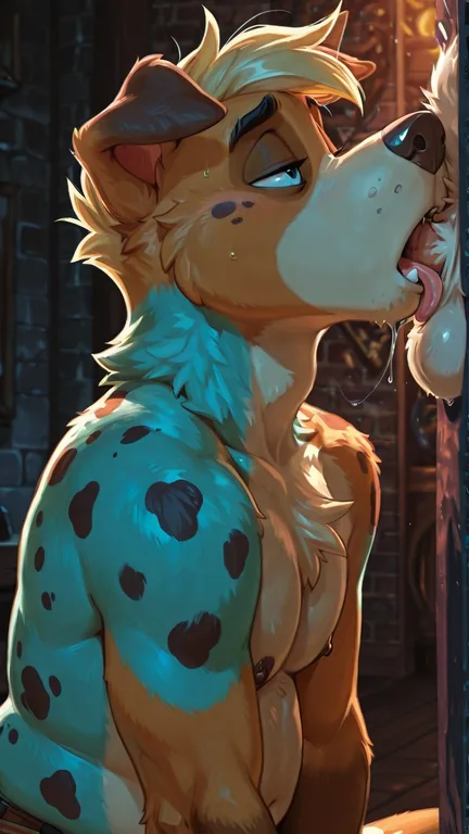 Anthro Fox in Neon Rainbow Fur