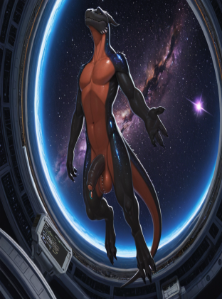 Alien Warrior in Galactic Space Station