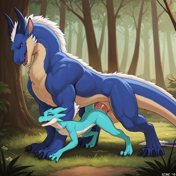 Majestic Dragon Mating with Petite Kobold