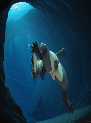 Crow in Underwater Cave