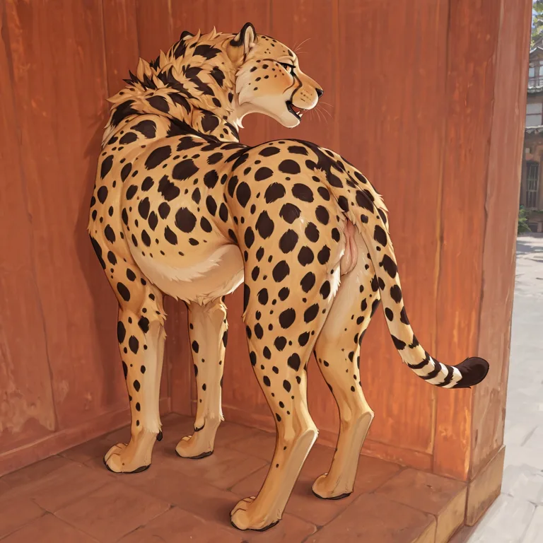 Cheetah Presenting Hindquarters to Viewer