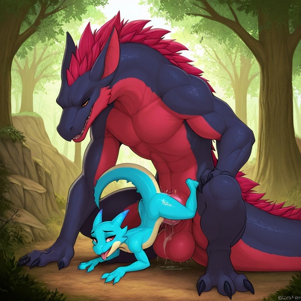 Feral Wyvern Mating with Wild Kobold
