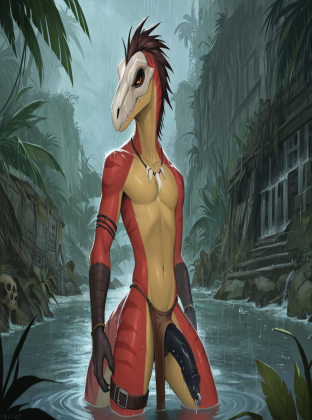 Raptor Warrior in Jungle Ruins Hair