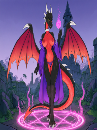Cynder the Corrupted in Rainy Castle Ruins