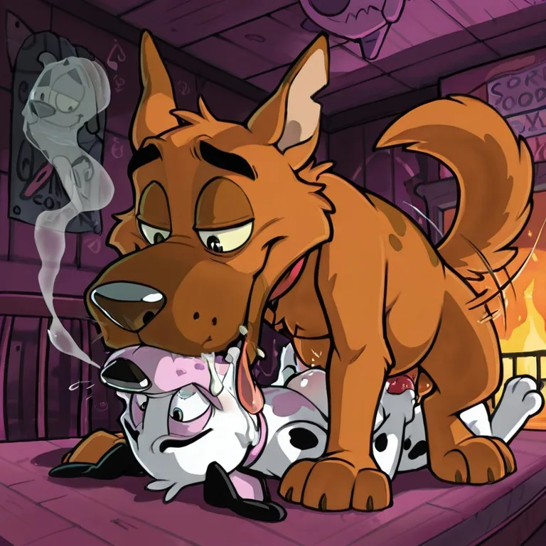 Courage the Cowardly Dog in Surreal Nightmare Scene