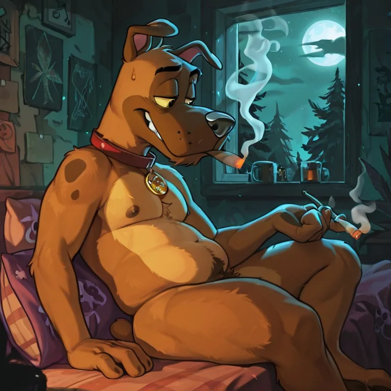Courage the Cowardly Dog Smoking Marijuana Nude Solo