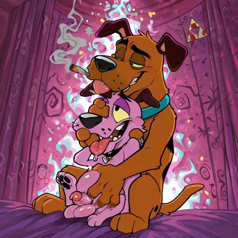Male Courage the Cowardly Dog in Romantic Stoner Scene