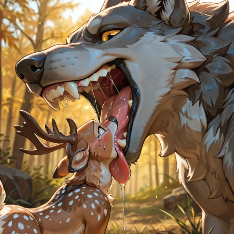 Predator Wolf Engulfing Prey