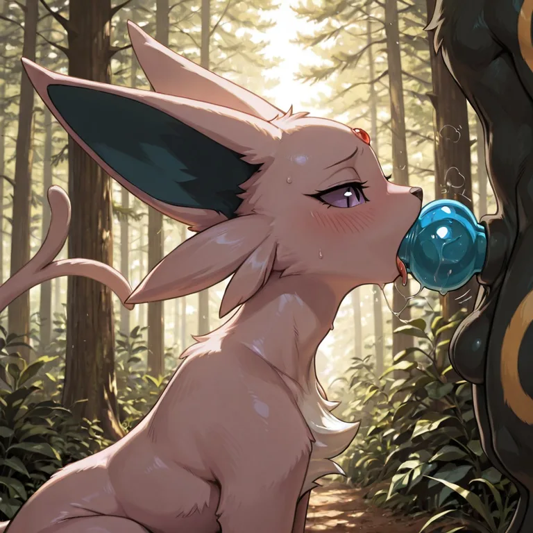 Two Feral Pokemon in a Forest Glade