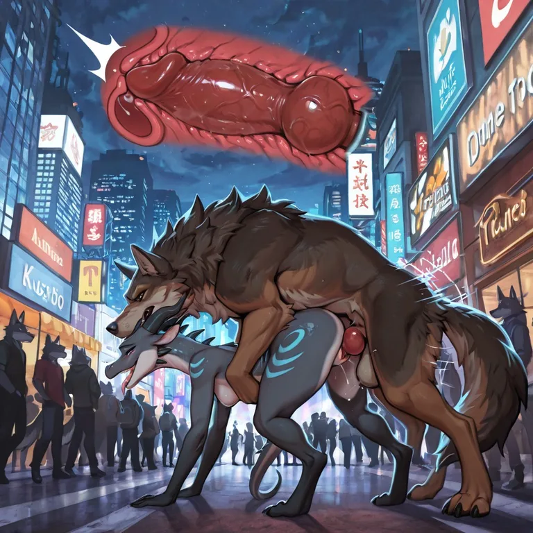 A Wolf and a Dragon in a Crowded City Feral Wolf