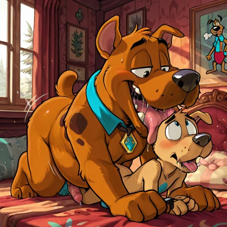 Two Anthro Dogs In A Romantic Embrace