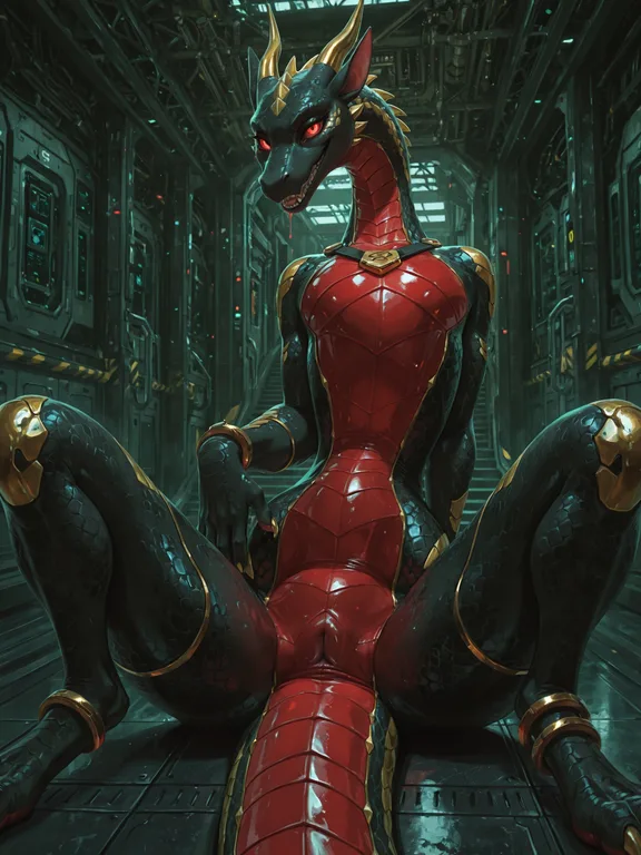 Dragon Pirate Lying on Ruined Spaceship