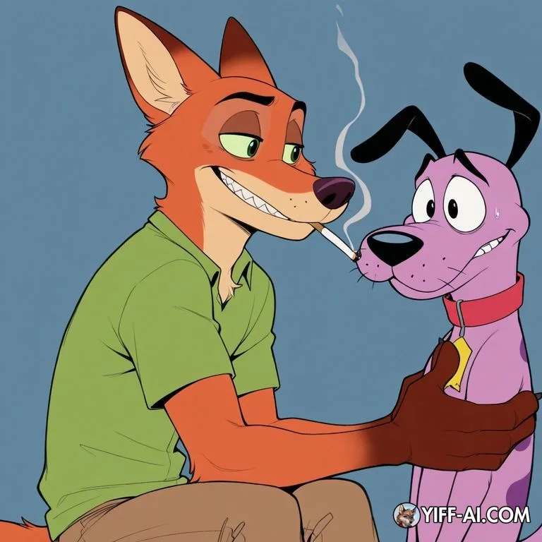 Animated Canines Sharing a Smoke