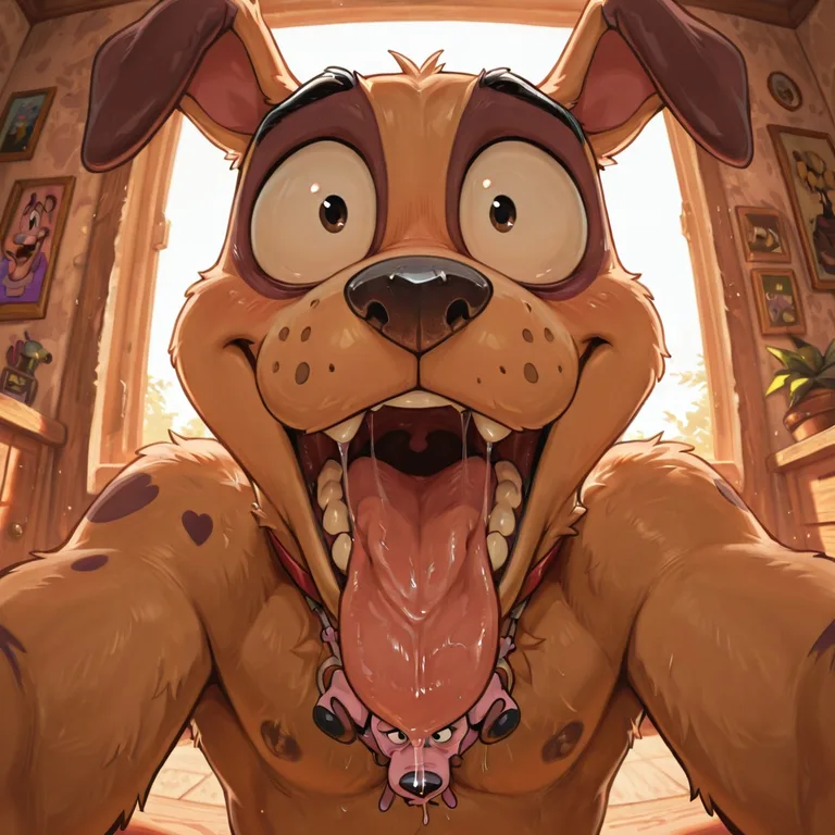 male, courage the cowardly dog, gay, stoner,  mouth open wid
