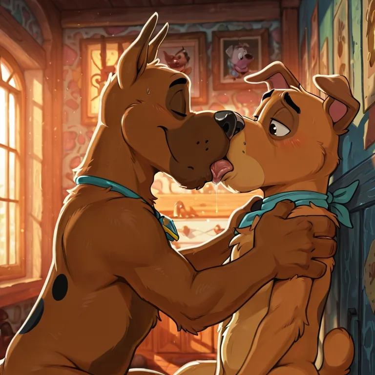 Kissing Cartoon Dogs from Classic Shows
