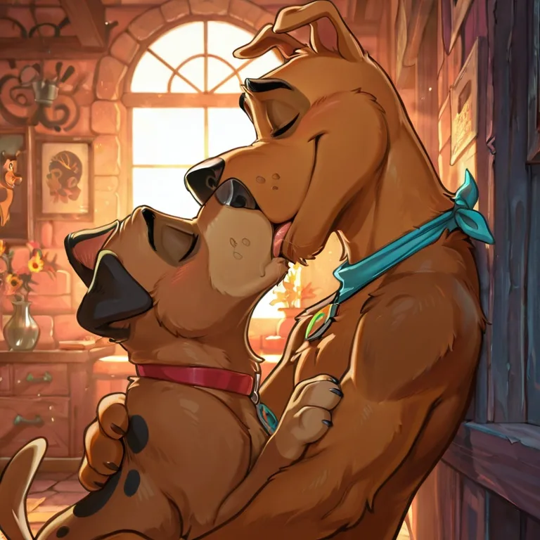 Courage and Scooby Share a Tender Kiss