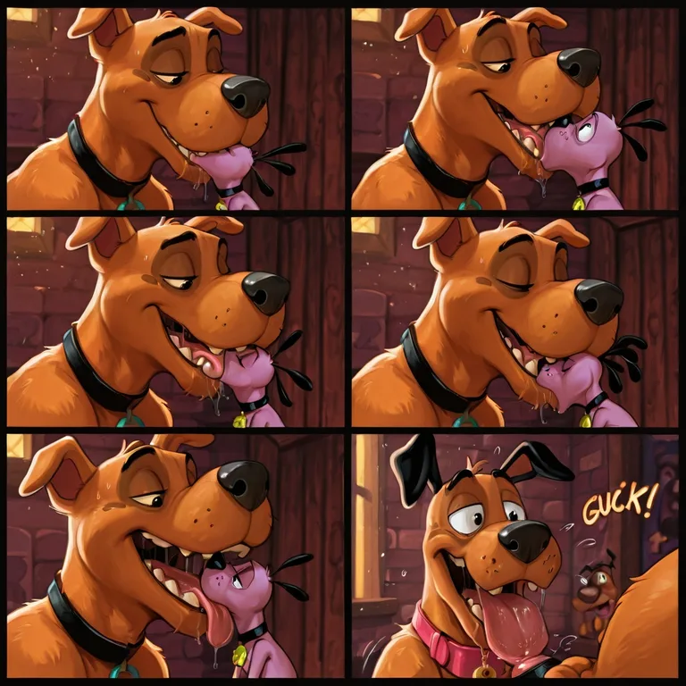 Scooby Doo and Courage the Cowardly Dog Kissing