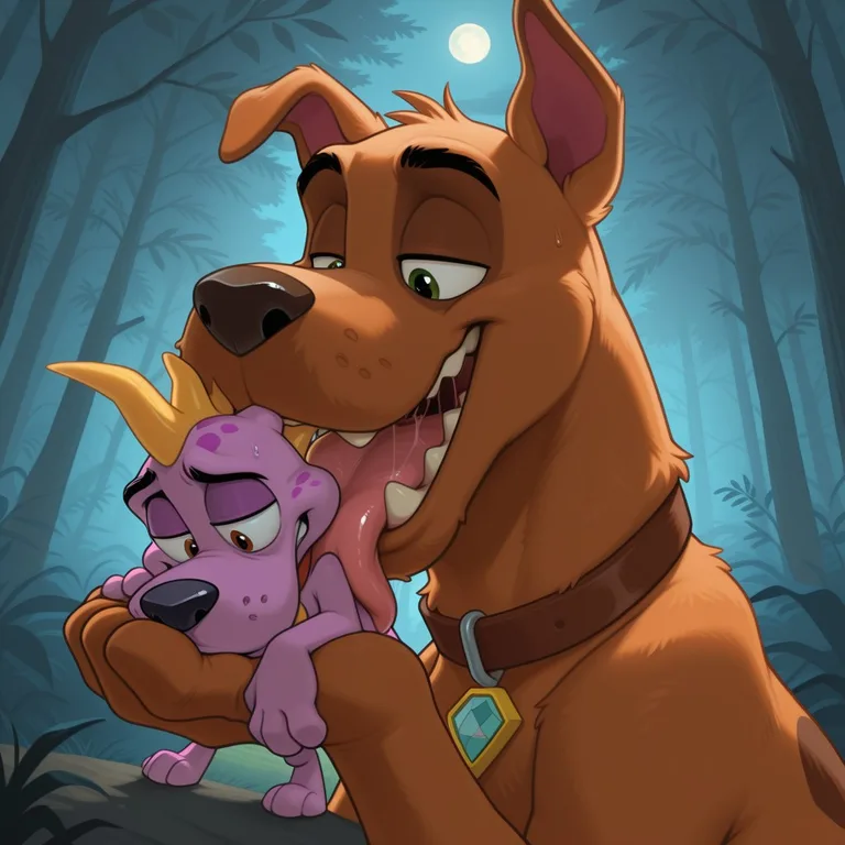 Courage the Cowardly Dog and Spyro Dragon in Forest Male